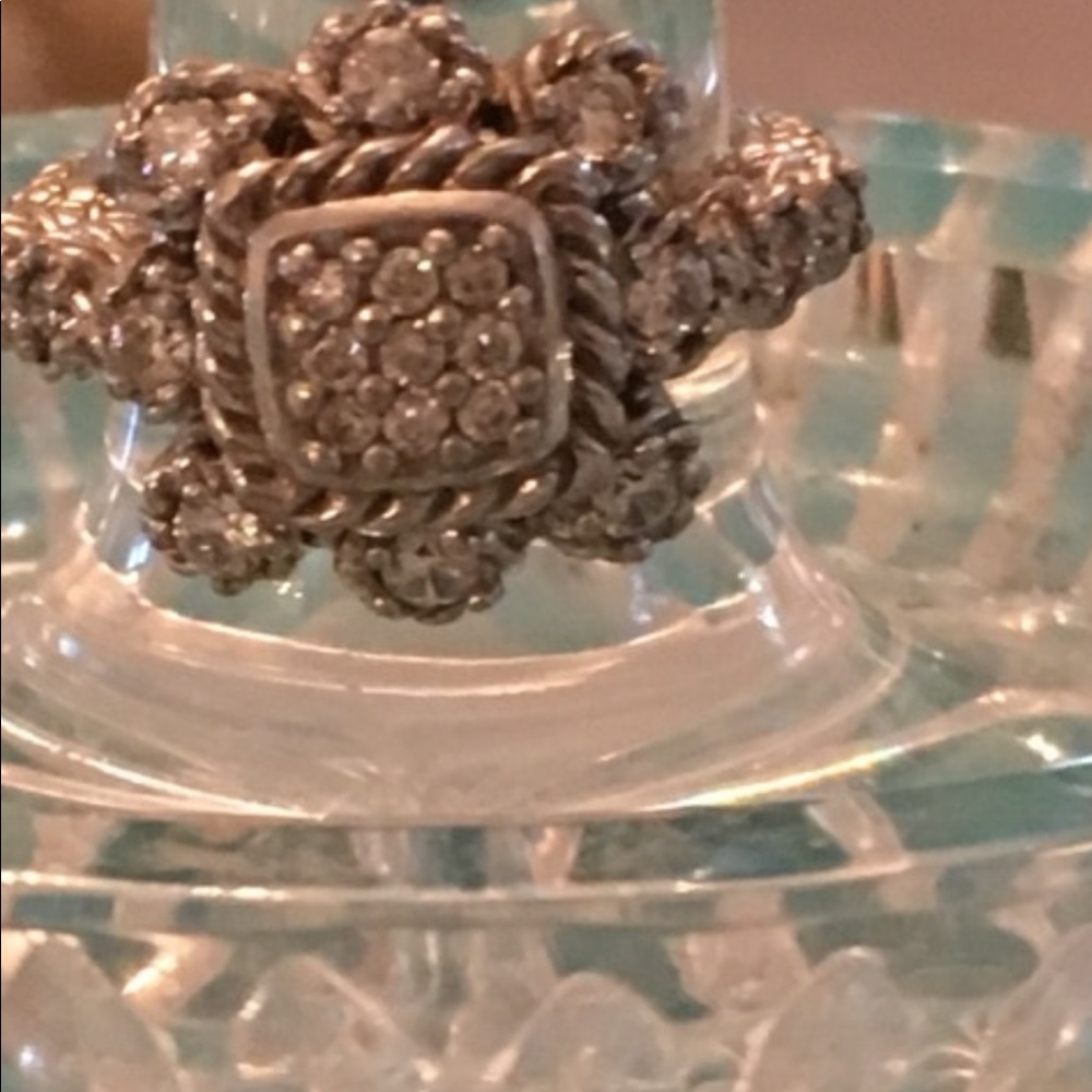 Judith Ripka Sterling Silver Cocktail Ring Size 6